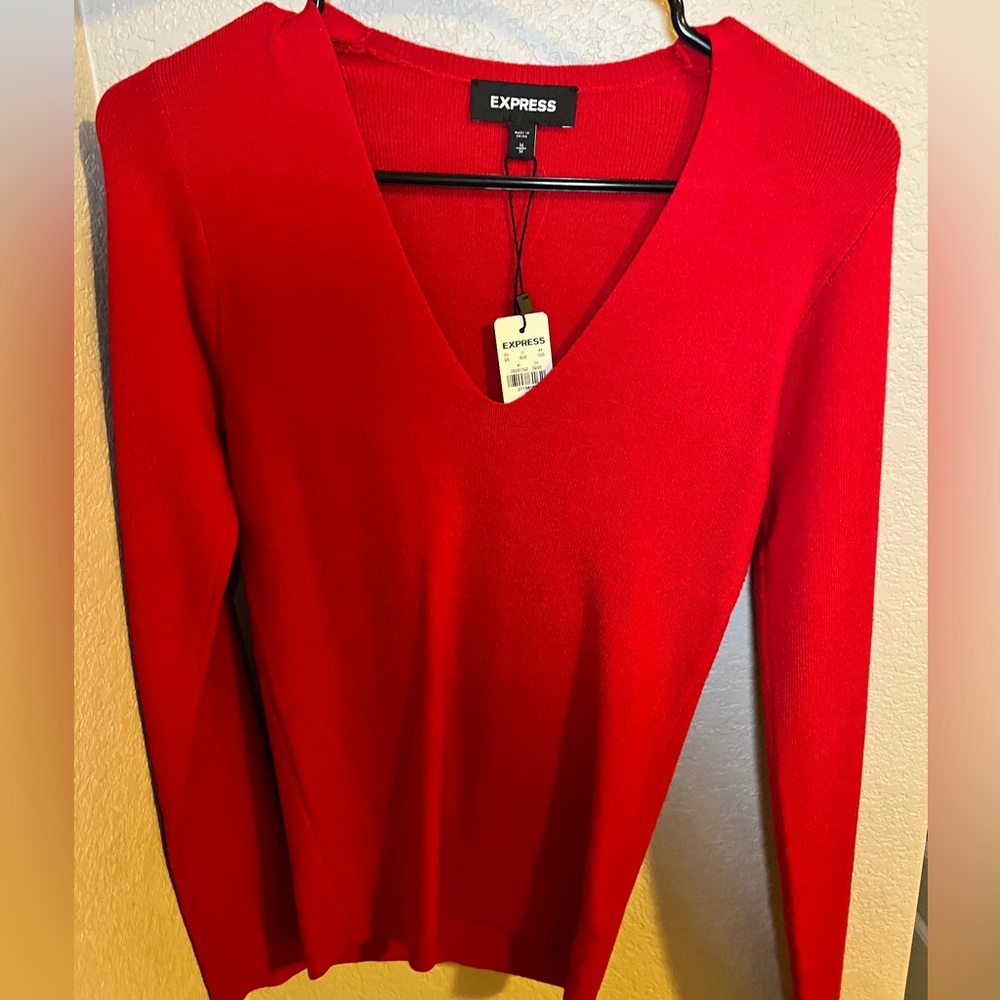 New with tags Express red v-neck sweater